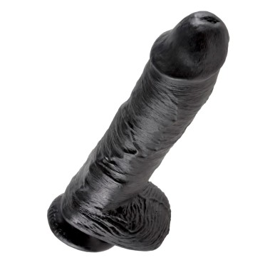 King Cock - Realistyczne Dildo Z Żołędziem Jądrami I Żyłkami 25 CM Czarny